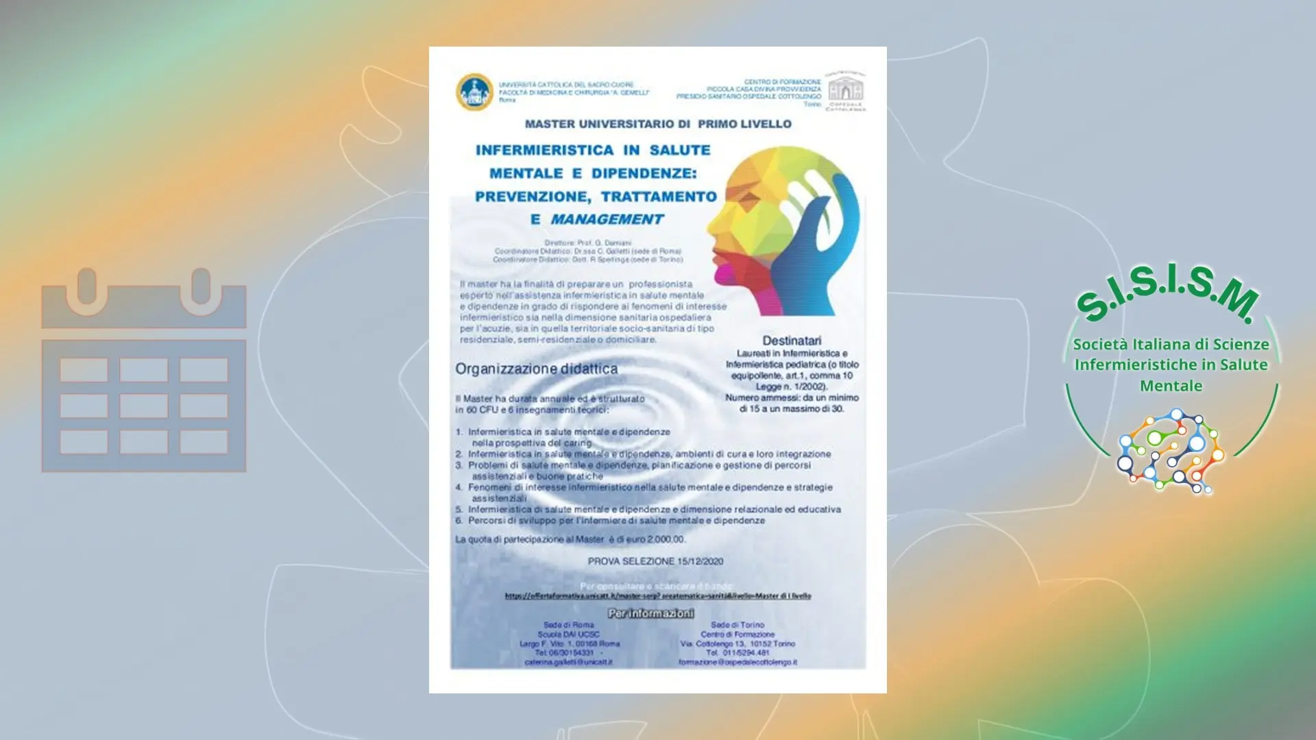 Master in Infermieristica in salute mentale e dipendenze: prevenzione, trattamento e management